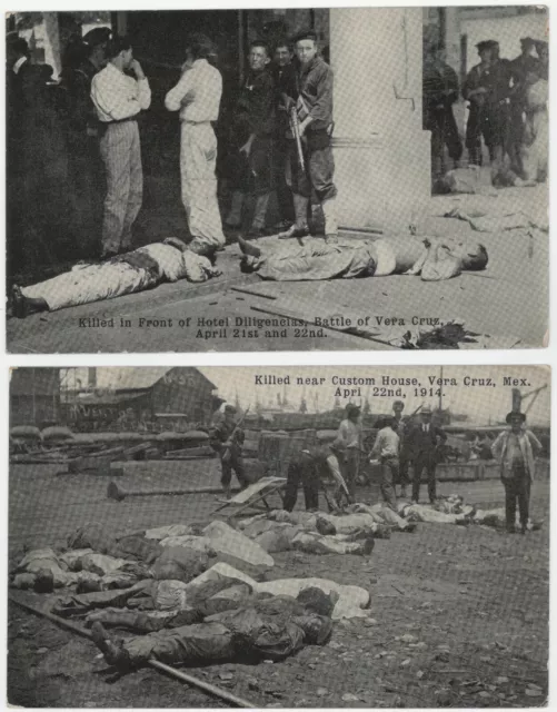 MEXICO, Revolution period, April 1914 US invasion Vera Cruz, 2x RPPC, killed