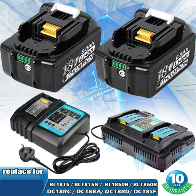 4X Batterie pour Makita BL1860B 18V 5.0Ah BL1850B BL1815N Lithium + Chargeur  DC18SF 4 Ports
