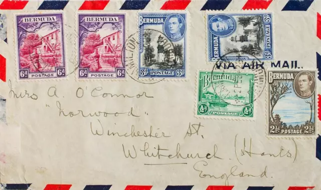 Bermudas. Busta Yvert 92,98 (2),109,111 (2) . 1942.½ P,6 P,Due Timbri,2 ½ P