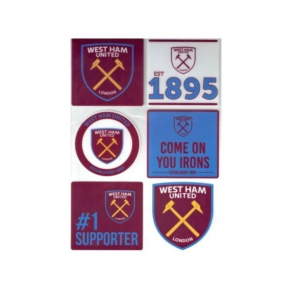 West Ham United FC Car Decal Set (Pack of 6) (BS3601)