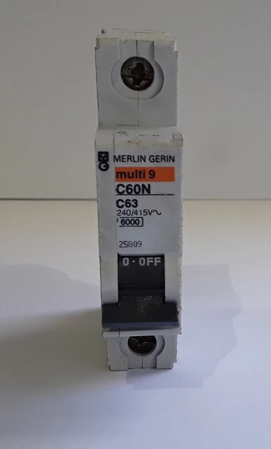 Merlin Gerin C60N C63 Multi9 Circuit Breaker, 1 Pole, 63 Amp, 415V, Model 258...