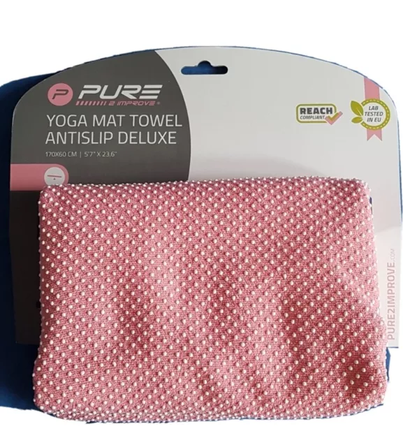 Pure 2 Improve Yoga Mat Towel Antislip Deluxe 170x60cm Pink Brand New!!