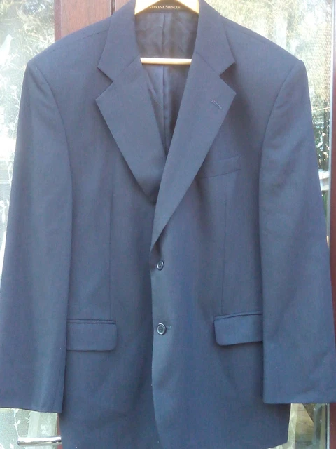 Giacca corta vintage Marks & Spencer navy pura nuova lana UK 46"" petto
