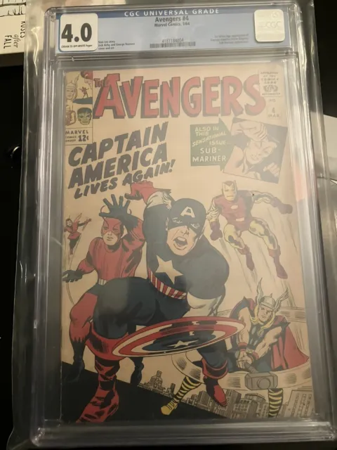 Avengers 4 CGC 4.0 First Appearance Captain America Silver Age Key