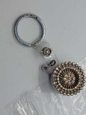 Bling Rhinestone Crystal Retractable Badge Reel with Keychain