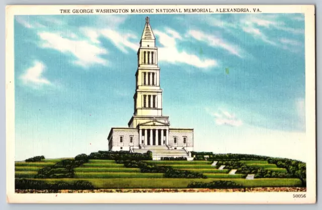 George Washington Masonic National Memorial Alexandria Virginia Postcard Linen