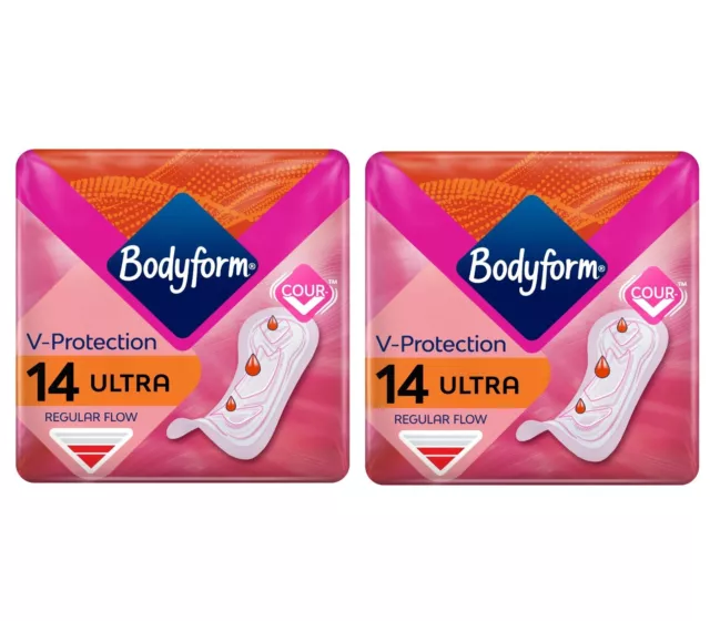 Bodyform Ultra Normal Regular Sanitary Towels Pads 14 per pack  PACK OF 2