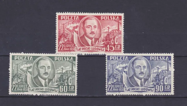 Poland 1951, Sc# 518-520 President Boleslaw Bierut, VF MNH