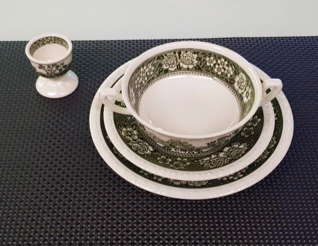 Villeroy & Boch Mettlach Rusticana Green Vintage Porcelain Set Germany 4 pcs