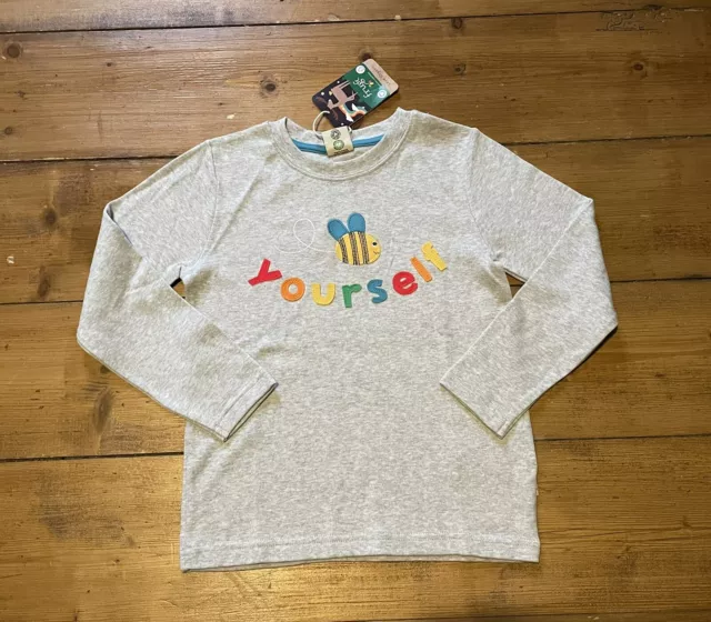 BNWT Frugi organic long sleeved top t-shirt bee yourself Girls 6-7 Years