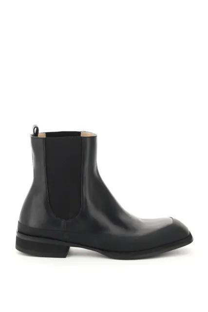 New! The Row Black Garden Leather with Rubber Chelsea Boots Sz 39.5 9.5 US DD282