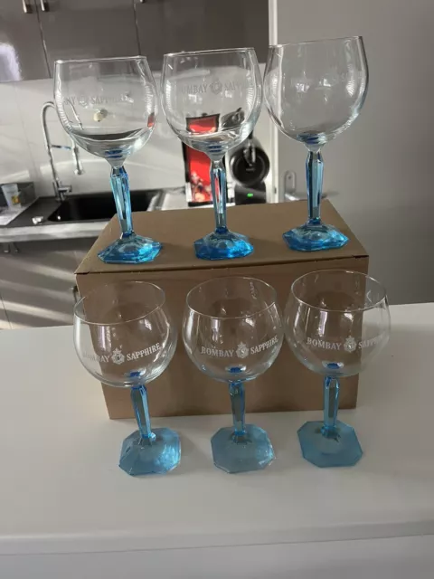 6 Verres Bombay Saphire Gin  Piscine Bleu Neufs