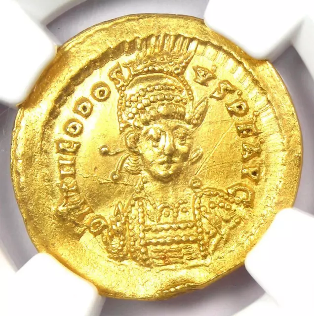 Roman Empire Theodosius II AV Solidus Gold Coin 402-450 AD - NGC Choice AU