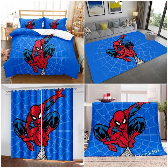 Marvels Spiderman Serie Bett bezug Bettwäsche Set Vorhang Flanell Decke Teppich