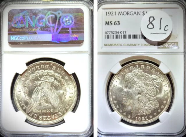 1921 Morgan Silver Dollar NGC ms63