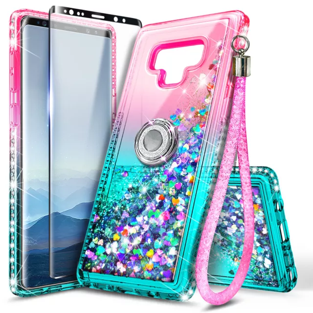 Case For Samsung Galaxy Note 9 Bling Glitter Cover + Screen Protector & Lanyard