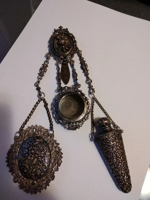 Chatalaine Gancio Per Cintura  In Argento Del 1800 -Trus