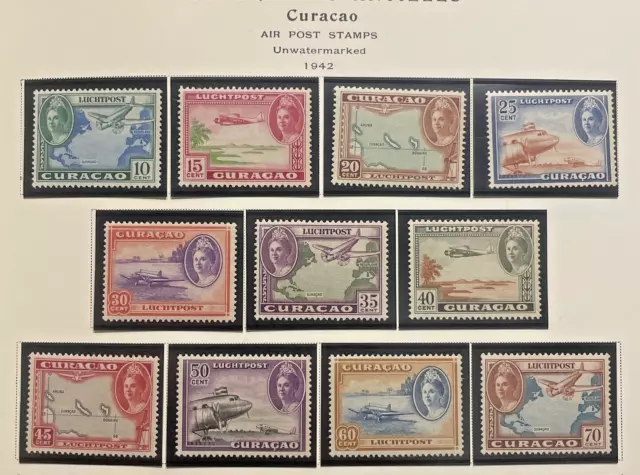 Stamps Netherlands colony Curacao airmail luchtpost 1942 MLH and MNH