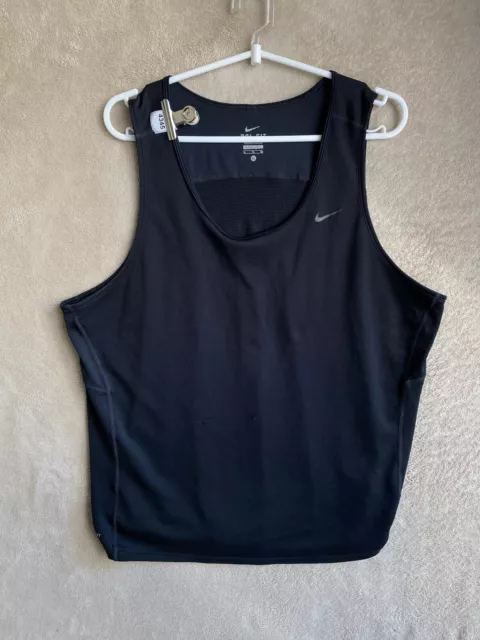 Nike Dri-Fit Size XL Mens Black Logo Short Sleeve Sports Activewear