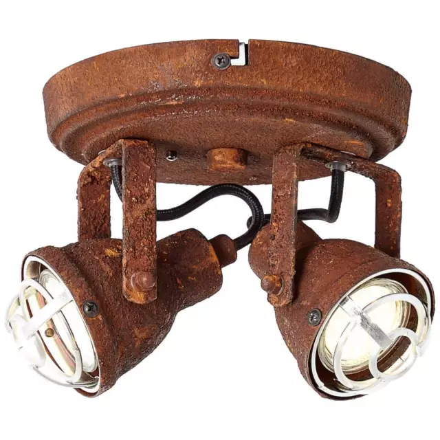 Brilliant Industrie Fabrik Spotrondell Decken Strahler Leuchte Lampe rost  GU10