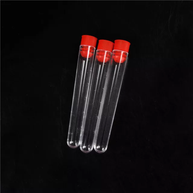 10pcs 16x100mm Clear Plastic Test Tubes with Caps Lab Round Bottle Tubes RitAPFD