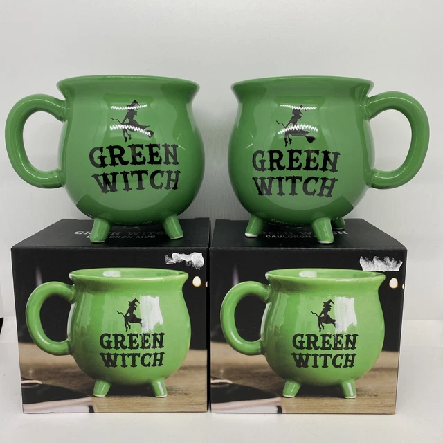 Green Witch Cauldron Mugs x 2 - Boxed New ***READ*** REDUCED TO CLEAR