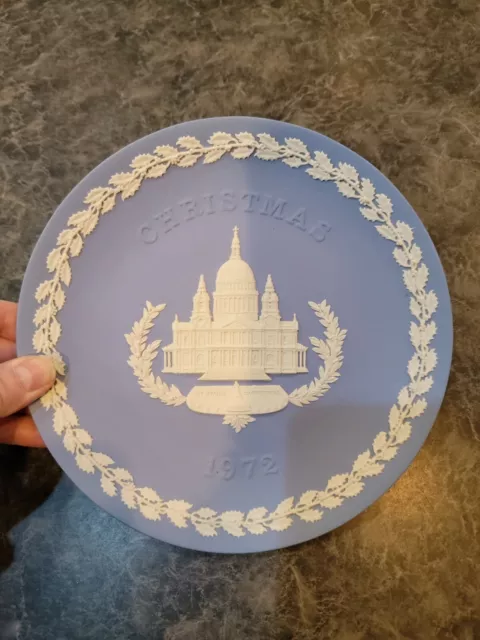 Vtg Wedgwood Blue & White Jasperware St. Paul's Cathedral Christmas Plate 1972