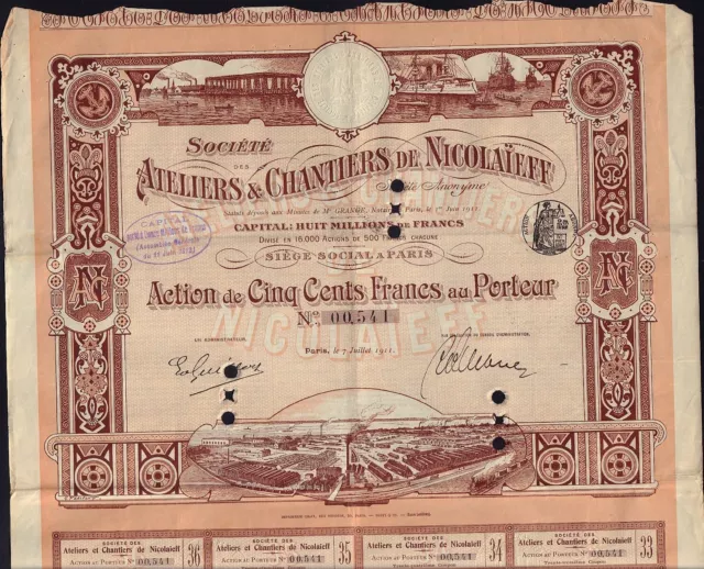UKRAINE MYKOLAIV SHIPYARD : Ateliers & Chantiers de Nicolaieff (Nikolajew)  1911