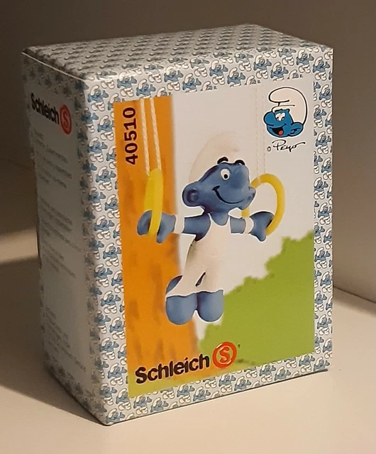 Figurine Schtroumpf Gymnaste Aux Anneaux - Schleich 1980 Allemagne, Occasion Très Bon état