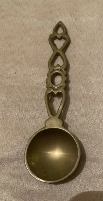 Brass Love Spoon cute hearts needs cleaning small