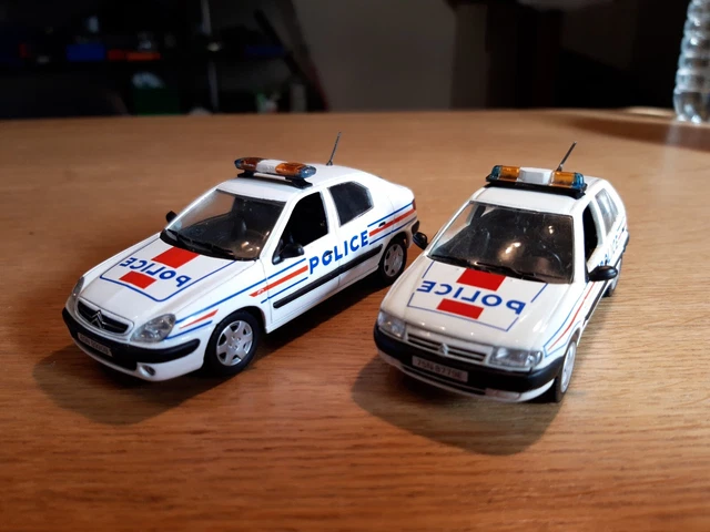 Lot De Deux Citroen De Police Hachette Saxo Et Xsara Norev 1/43 Sans Boite
