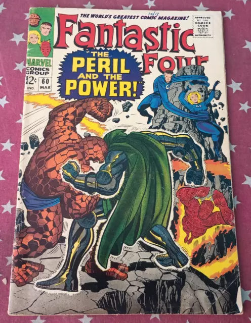 Fantastic Four No. 60 Marvel 1966 Thing vs Doctor Doom Stan Lee Kirby Good Minus