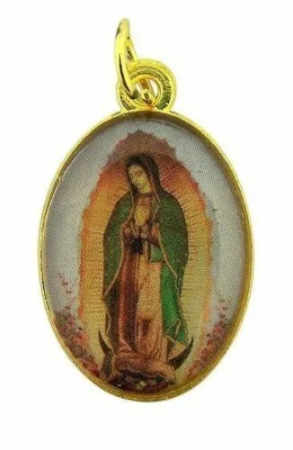 Gold Toned Base Metal Our Lady of Guadalupe Icon Medal, 4 Pack, 1 Inch 2