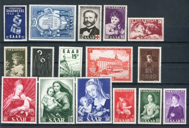 Saarland 341 - 356 Jahrgang 1953 + 1954 komplett postfrisch (G717)