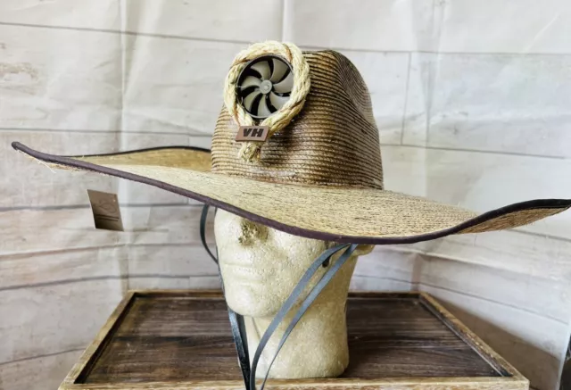Straw Molded Vented Cowboy Hat - Solar Vented Hat Cool Breeze/Off While In Sun.