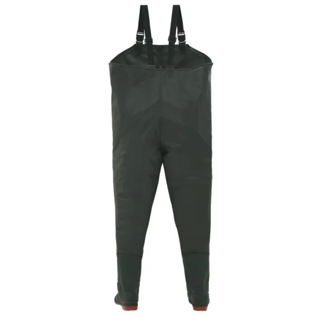 AX Pantaloni Alti Girovita Stivali Wader Pesca TG39 Verde Bretelle Piedi 133654