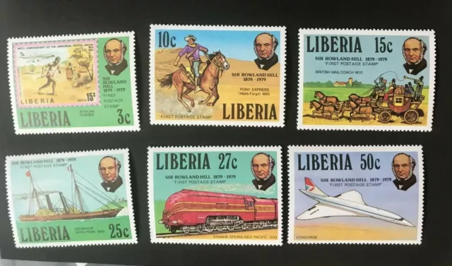 Liberia 1979 Satz 100. Todestag Rowland Hill Marke auf Marke Concorde postfrisch