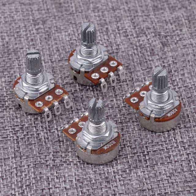 2x A250K & 2x B250K Guitare Basse Court Fendu Arbre Potentiomètres Pots Utile