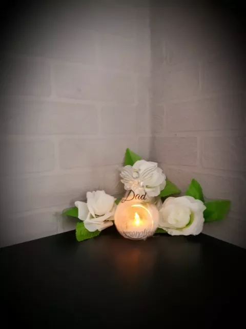 Personalised Remembrance/Memorial Tea Light Candle Angel Christmas