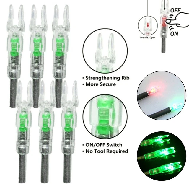 6X Automatic LED Lighted Nocks for ID 6.2mm Carbon Arrows Hunting Archery Arrows