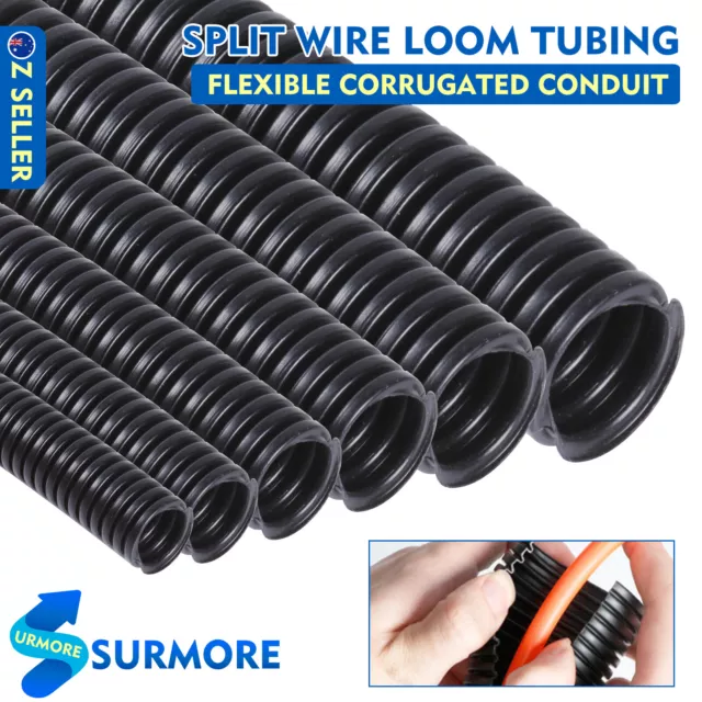 Heavy Duty Wire Loom Tubing Split Sleeve Corrugated Conduit Car Cable Management
