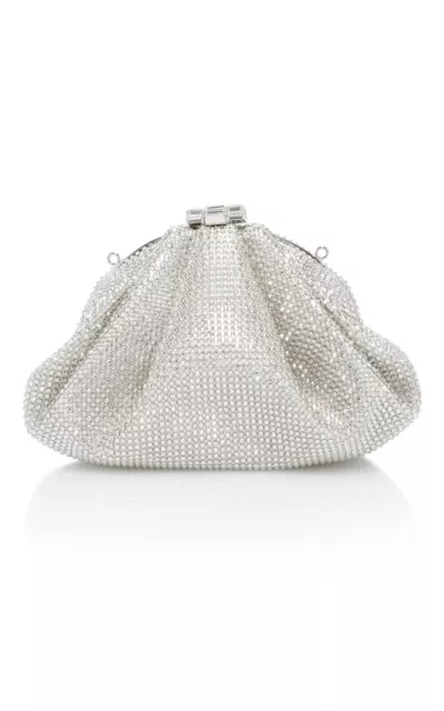 $3495 Judith Leiber Couture  Enchanted Crystal & Satin Evening Bag Clutch Silver 2