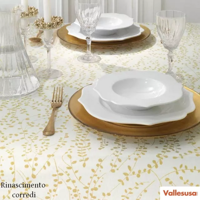 Tovaglia Tavola Natalizia Cotone X6 X8 X12 X18 Gabel Natale Vallesusa Ramage Oro