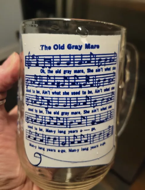 Vintage Hazel Atlas Lyric Music Drinking Glass Song The Old Gray Mare Mint Vtg