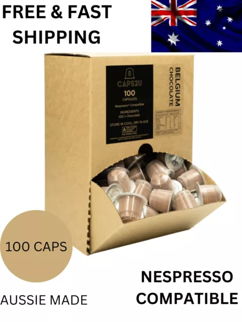 x100 Pk Nespresso Compatible Capsules Pods Premium Belgium Hot Chocolate