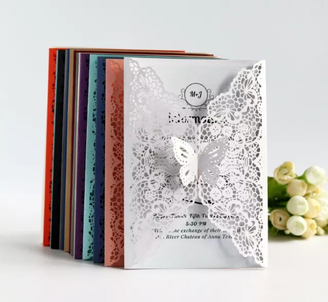 Laser Cut Butterfly Wedding Invitation Cards Valentine's Day Wishes Card