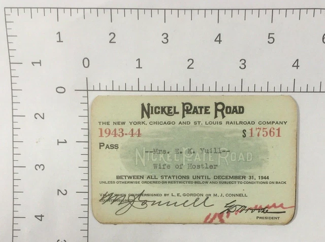 1940s Nickel Plate Road Pass New York Chicago & St Louis Railroad Co WwII Lot 4 3