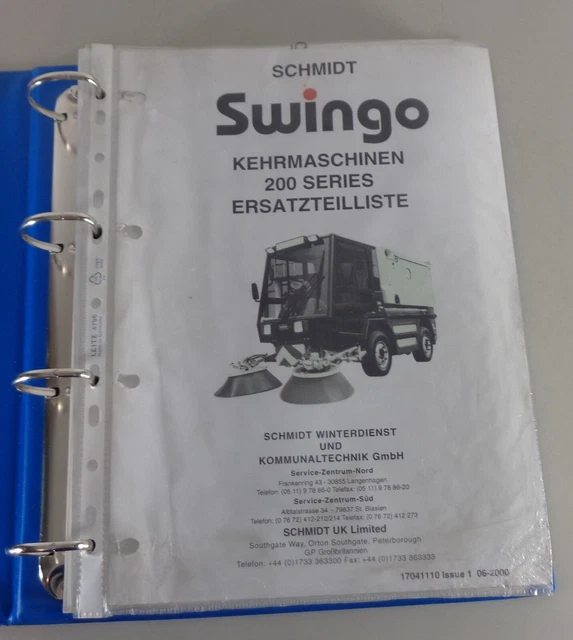 PARTS CATALOG SCHMIDT Swingo Road Sweeper 200 Series By 2000 £103.64 ...