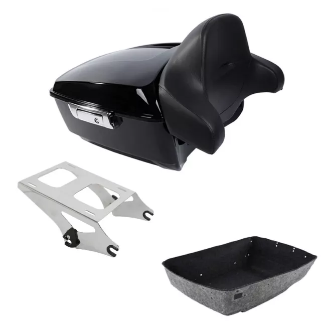 King Trunk Backrest Pad Two Up Mounting Rack Fit For Harley Tour Pak 2014-2023