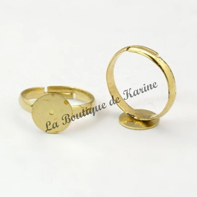 Lote De 10 Anillos Ajustables Metal Dorado Platillo Fimo Diámetro 18MM Joyería